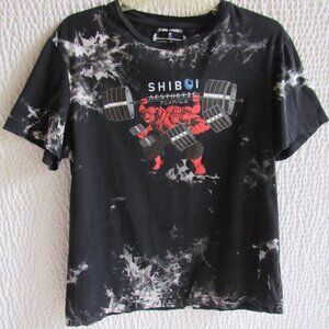 Shibui Asthetic M Black Tee Shirt Red Graphics USA Tie Dye 100% Soft Cotton